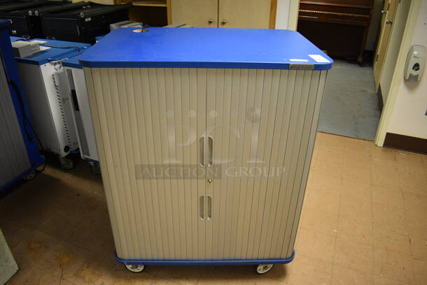 5 JAR Systems Blue and Gray Portable Laptop Storage and Charging Cabinets on Commercial Casters. BUYER MUST REMOVE. 38x26x48. 5 Times Your Bid! (Clearview Elementary - Lower Level) - Image 1 of 8