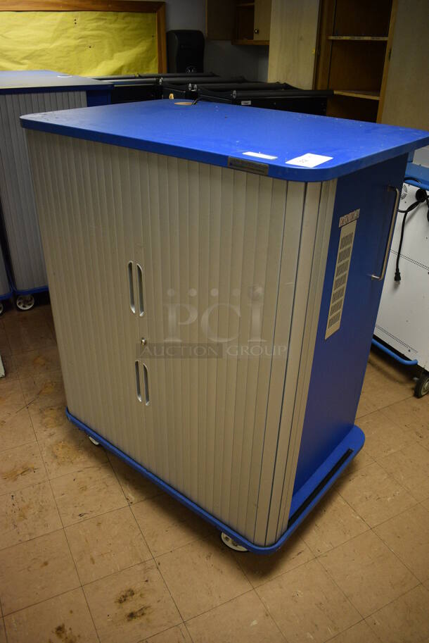 5 JAR Systems Blue and Gray Portable Laptop Storage and Charging Cabinets on Commercial Casters. BUYER MUST REMOVE. 38x26x48. 5 Times Your Bid! (Clearview Elementary - Lower Level) - Image 2 of 8
