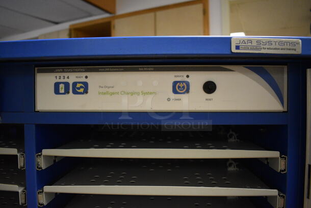 5 JAR Systems Blue and Gray Portable Laptop Storage and Charging Cabinets on Commercial Casters. BUYER MUST REMOVE. 38x26x48. 5 Times Your Bid! (Clearview Elementary - Lower Level) - Image 5 of 8