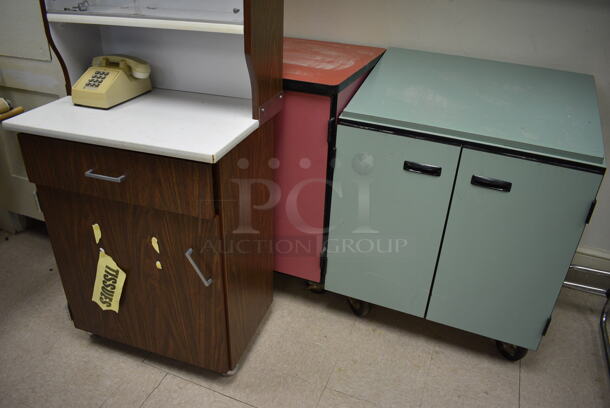 3 Various Items; Wood Pattern Cabinet, Green 2 Door Cabinet and Pink 2 Door Cabinet. Includes 25x18x62. 3 Times Your Bid! (Clearview Elementary - Room 10) - Image 5 of 5