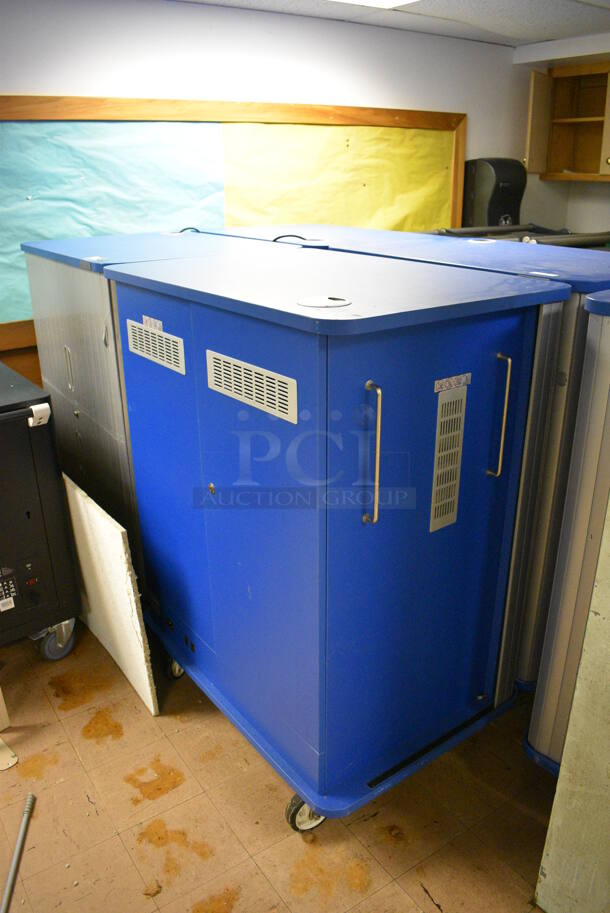 5 JAR Systems Blue and Gray Portable Laptop Storage and Charging Cabinets on Commercial Casters. BUYER MUST REMOVE. 38x26x48. 5 Times Your Bid! (Clearview Elementary - Lower Level) - Image 8 of 8