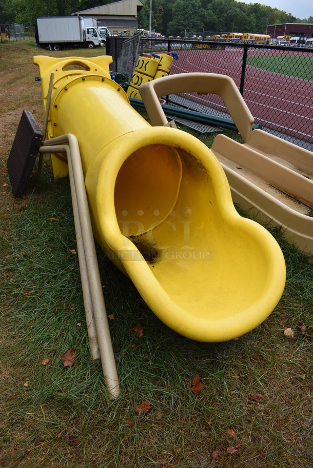ALL ONE MONEY! Lot of 2 Various Playground Slides, Platform and Pieces. BUYER MUST REMOVE. Includes 43x44x144. (stadium) - Image 2 of 10