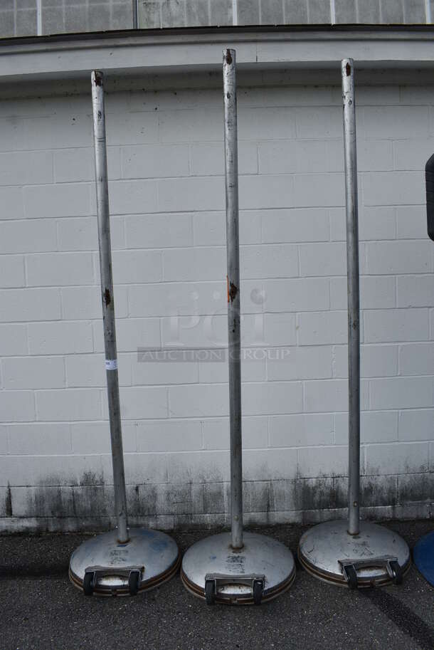 3 Metal Floor Style Tetherball Poles. 24x24x106. 3 Times Your Bid! (Clearview Elementary - Outside)