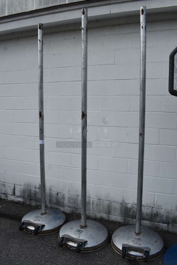 3 Metal Floor Style Tetherball Poles. 24x24x106. 3 Times Your Bid! (Clearview Elementary - Outside) - Image 2 of 7