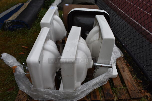 ALL ONE MONEY! Pallet Lot of 5 Various Single Bay Wall Mount Sinks. BUYER MUST REMOVE. Includes 20x18x16. (stadium) - Image 6 of 6