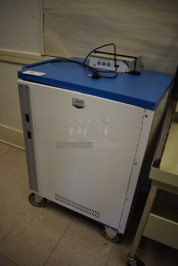 JAR Gray and Blue Metal Cart w/ Intelligent Charging System on Commercial Casters. BUYER MUST REMOVE. 29x21x40. (Clearview Elementary - Room 8) - Image 2 of 5