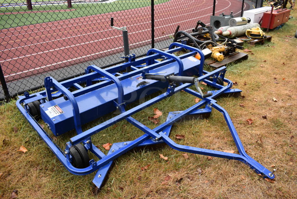 Blue Metal Commercial Turf Brush / Rake. BUYER MUST REMOVE. 90.5x96x36. (stadium)