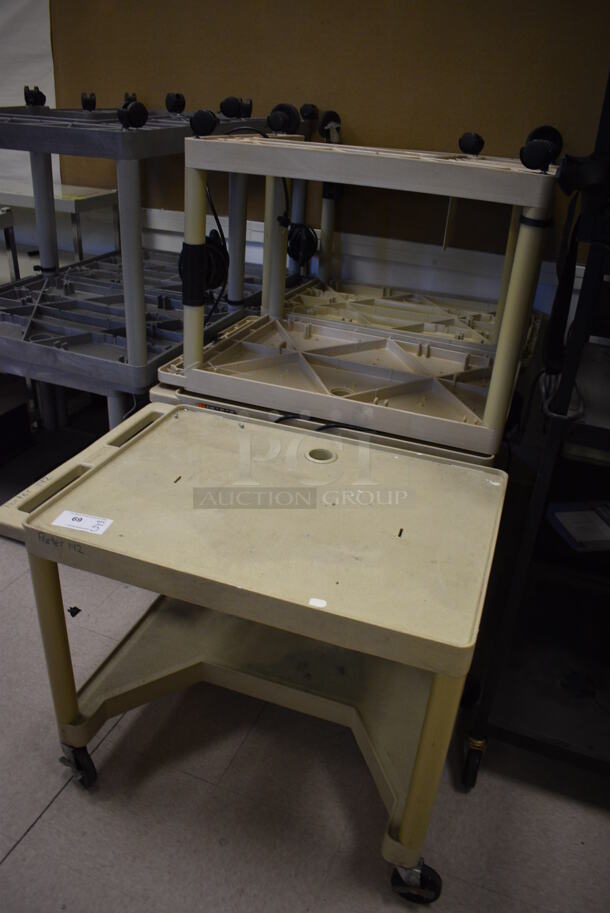 5 Tan Poly Carts w/ Under Shelf on Commercial Casters. 35.5x24x27. 5 Times Your Bid! (Clearview Elementary - Room 8) - Image 3 of 4