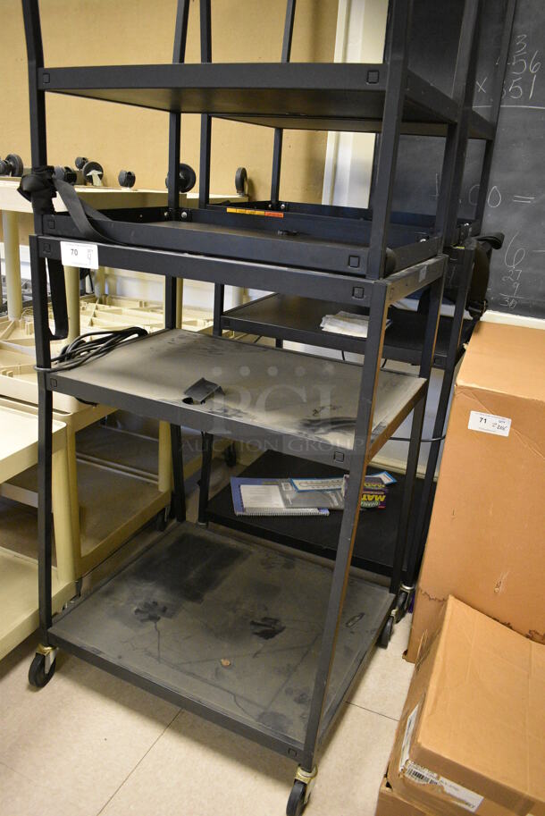 4 Black Metal AV Cart w/ Under Shelves on Commercial Casters. 32x28x48. 4 Times Your Bid! (Clearview Elementary - Room 8) - Image 2 of 3