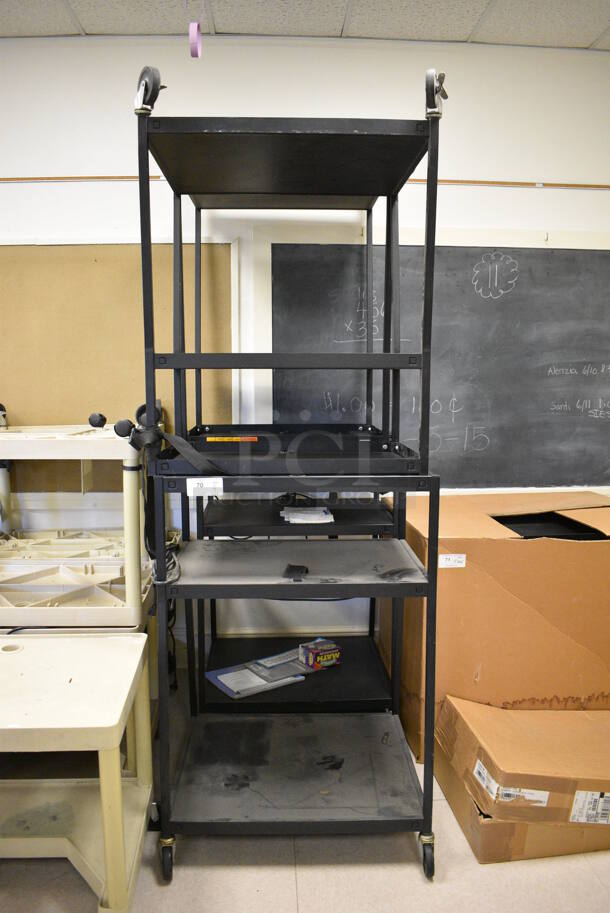 4 Black Metal AV Cart w/ Under Shelves on Commercial Casters. 32x28x48. 4 Times Your Bid! (Clearview Elementary - Room 8) - Image 3 of 3
