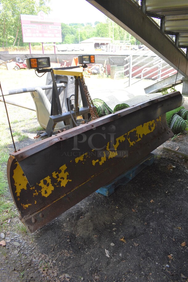 Fisher Yellow Metal Snowplow. BUYER MUST REMOVE. 108x56x51. (Stadium)