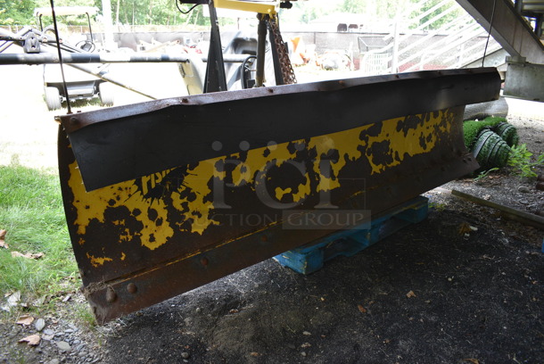 Fisher Yellow Metal Snowplow. BUYER MUST REMOVE. 108x56x51. (Stadium) - Image 3 of 12