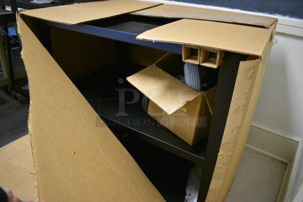2 BRAND NEW Boxes; Black Metal Cart and Overhead Projector Cart w/ 3 Casters. 2 Times Your Bid! (Clearview Elementary - Room 8) - Image 2 of 6