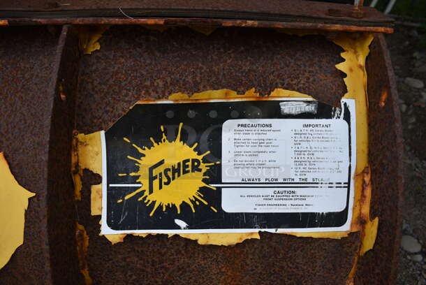 Fisher Yellow Metal Snowplow. BUYER MUST REMOVE. 108x56x51. (Stadium) - Image 9 of 12