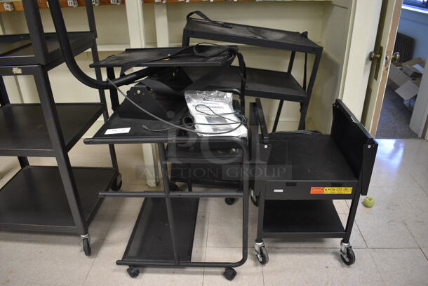 3 Various Black Metal Cart on Commercial Casters. Includes 21x21x29. 3 Times Your Bid! (Clearview Elementary - Room 8)