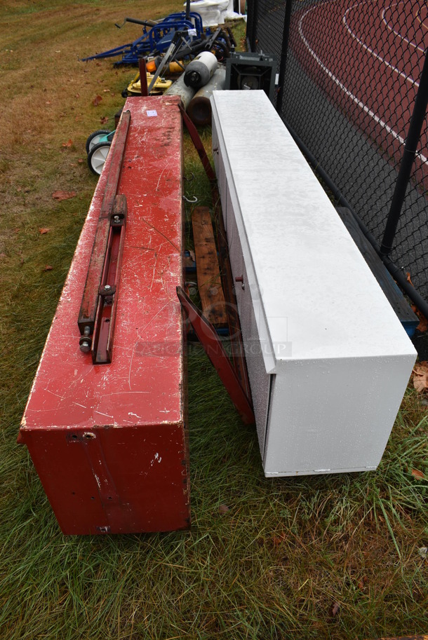 2 Metal 2 Door Cabinet Tool Boxes for Pick Up Truck. BUYER MUST REMOVE. 97.5x13x29.5. 2 Times Your Bid! (stadium) - Image 3 of 7