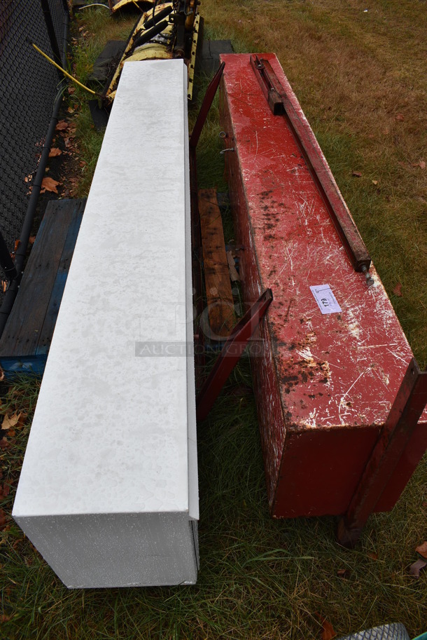 2 Metal 2 Door Cabinet Tool Boxes for Pick Up Truck. BUYER MUST REMOVE. 97.5x13x29.5. 2 Times Your Bid! (stadium) - Image 7 of 7