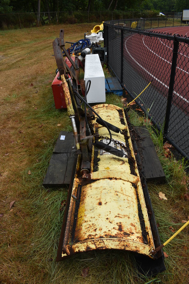 Meyer Model ST-00 Yellow Metal Front Hitch Snow Plow Attachment. BUYER MUST REMOVE. 90x26x49. (stadium) - Image 2 of 6