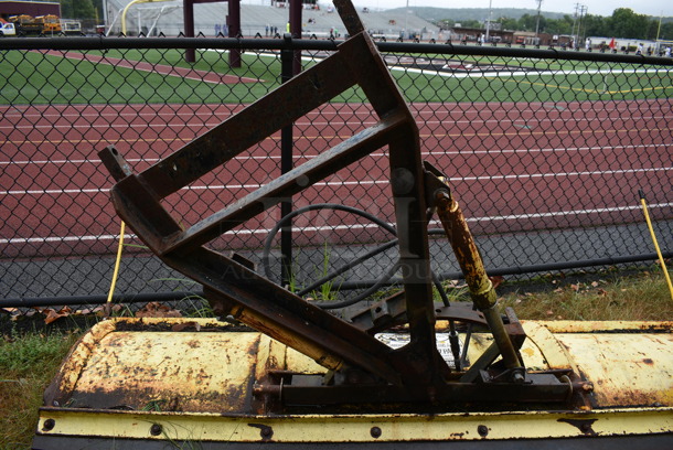 Meyer Model ST-00 Yellow Metal Front Hitch Snow Plow Attachment. BUYER MUST REMOVE. 90x26x49. (stadium) - Image 5 of 6