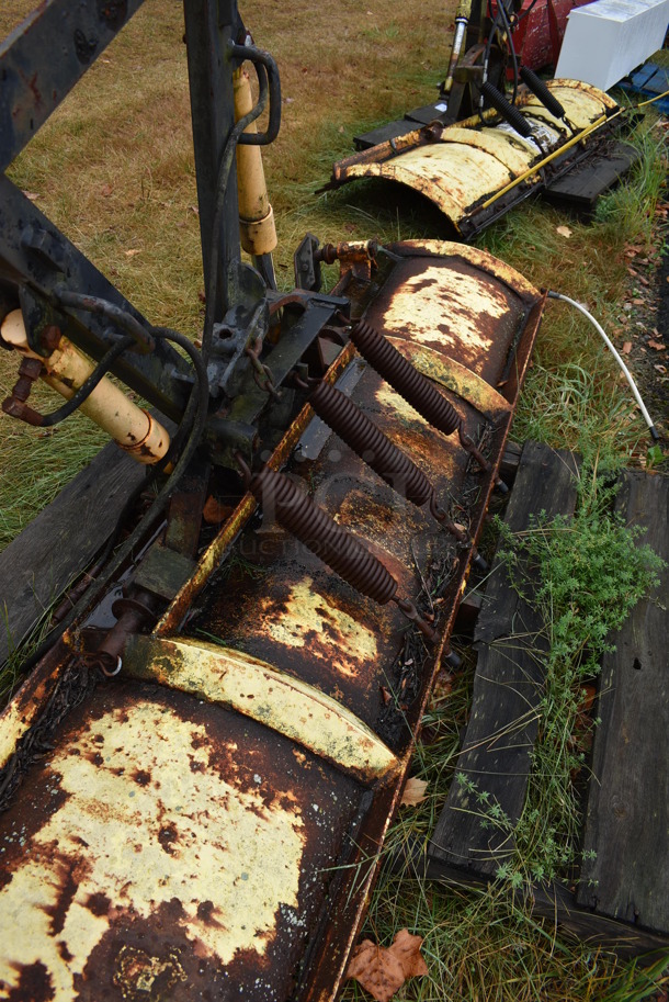 Yellow Metal Front Hitch Snow Plow Attachment. BUYER MUST REMOVE. 90x46.5x25. (stadium) - Image 5 of 8