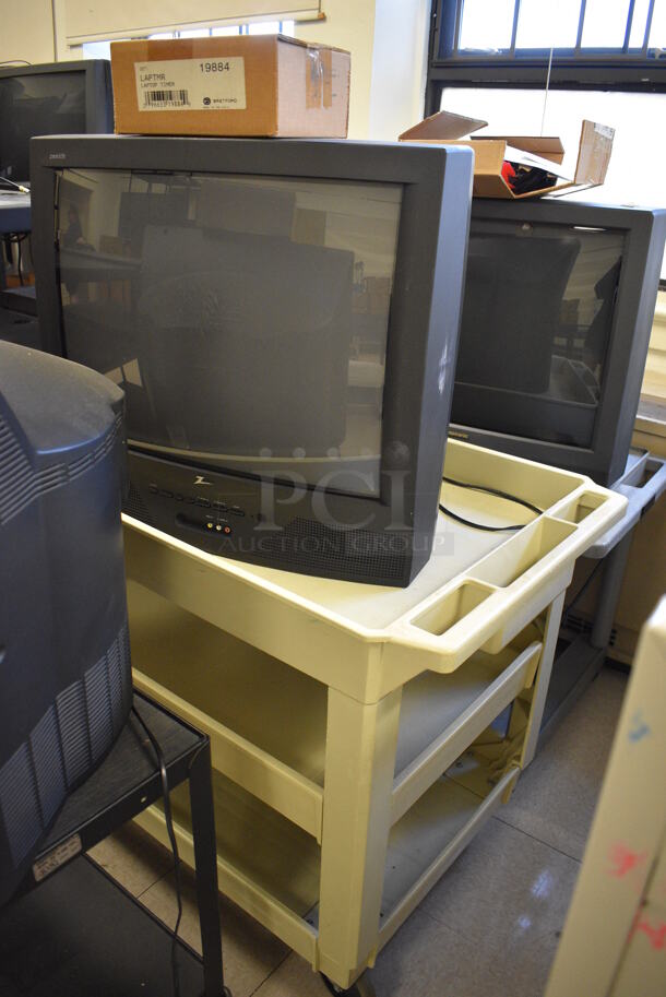 3 Black Metal Carts w/ 27" Television and Contents. BUYER MUST REMOVE. Includes 24x18x26. 3 Times Your Bid! (Clearview Elementary - Room 8) - Image 3 of 6