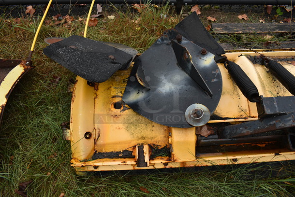 Meyer Model C-8 Yellow Metal Front Hitch Snow Plow Attachment. BUYER MUST REMOVE. 97.5x50.5x26.5. (stadium) - Image 2 of 7