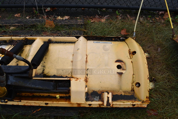 Meyer Model C-8 Yellow Metal Front Hitch Snow Plow Attachment. BUYER MUST REMOVE. 97.5x50.5x26.5. (stadium) - Image 3 of 7