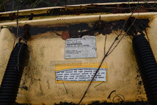 Meyer Model C-8 Yellow Metal Front Hitch Snow Plow Attachment. BUYER MUST REMOVE. 97.5x50.5x26.5. (stadium) - Image 4 of 7