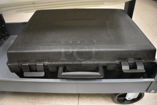 Gray Metal Cart w/ Under Shelf and Contents Including 7 Bretford Laptop Timers, Lids and Black Poly Case. Cart: 33x16x32. (Clearview Elementary - Room 8) - Image 5 of 7