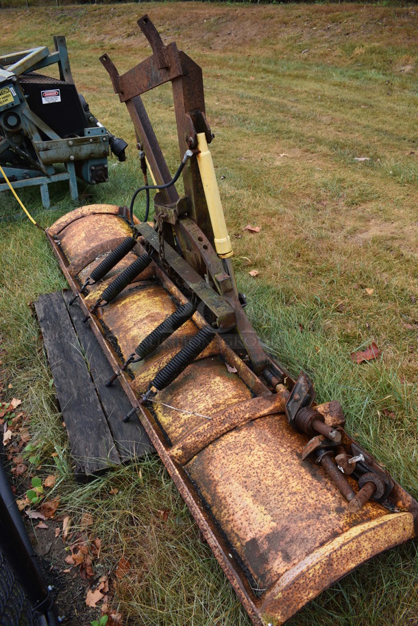 Yellow Metal Front Hitch Snow Plow Attachment. BUYER MUST REMOVE. 102x52.5x23.5. (stadium) - Image 5 of 9