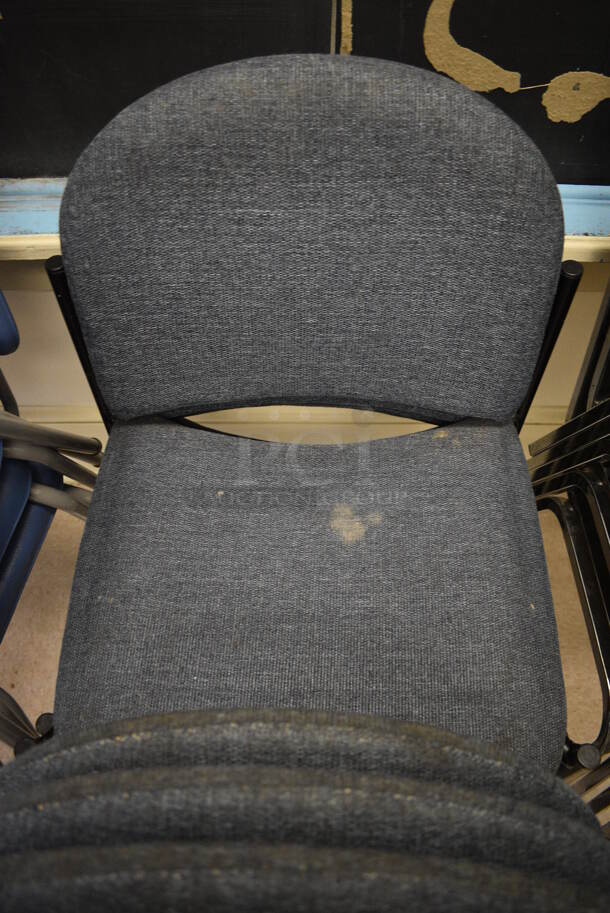 9 Gray Chairs on Black Metal Frame. BUYER MUST REMOVE. 20x16x32. 9 Times Your Bid! (Clearview Elementary - Room 7) - Image 3 of 5