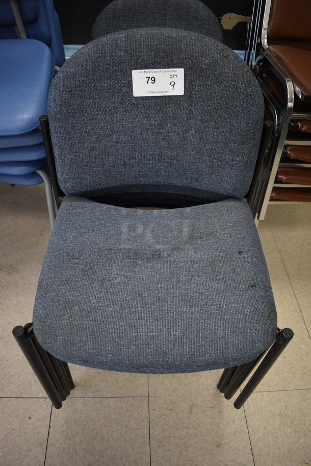 9 Gray Chairs on Black Metal Frame. BUYER MUST REMOVE. 20x16x32. 9 Times Your Bid! (Clearview Elementary - Room 7) - Image 4 of 5