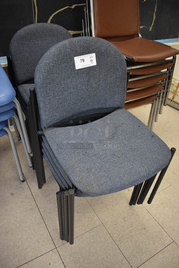 9 Gray Chairs on Black Metal Frame. BUYER MUST REMOVE. 20x16x32. 9 Times Your Bid! (Clearview Elementary - Room 7) - Image 5 of 5