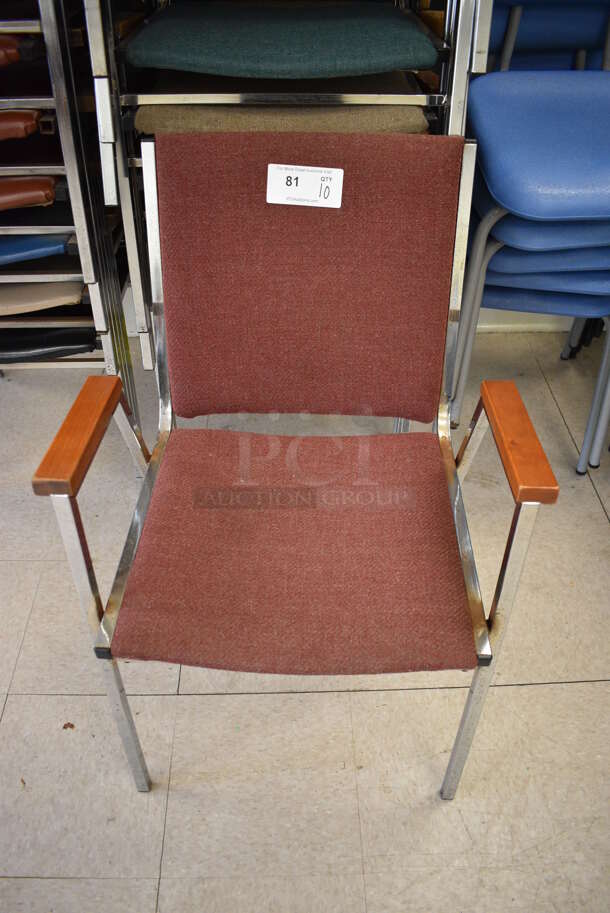 10 Various Colored Chairs on Metal Frame. BUYER MUST REMOVE. 21x21x33. 10 Times Your Bid! (Clearview Elementary - Room 7) - Image 1 of 4