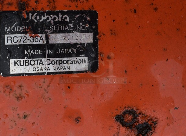 Kubota Model RC72-36A Orange Metal Commercial Mid Mount Mower. BUYER MUST REMOVE. 77x46x19.5. (stadium) - Image 7 of 11