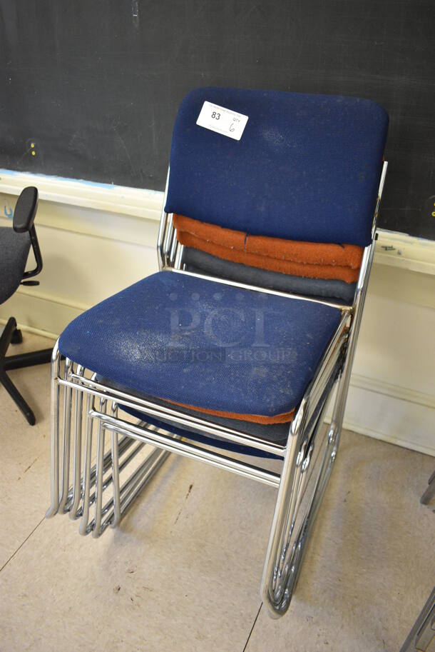 6 Various Colored Chairs on Metal Frame. BUYER MUST REMOVE. 20x22x32. 6 Times Your Bid! (Clearview Elementary - Room 7) - Image 2 of 4