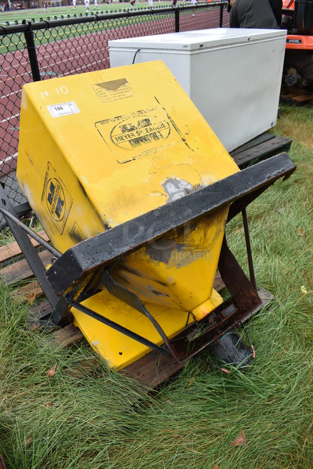 Meyer Yellow Metal Salt Spreader. BUYER MUST REMOVE. 41x32x49. (stadium) - Image 2 of 12