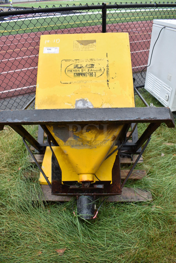 Meyer Yellow Metal Salt Spreader. BUYER MUST REMOVE. 41x32x49. (stadium) - Image 3 of 12