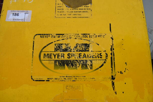 Meyer Yellow Metal Salt Spreader. BUYER MUST REMOVE. 41x32x49. (stadium) - Image 4 of 12