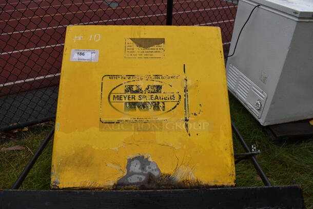Meyer Yellow Metal Salt Spreader. BUYER MUST REMOVE. 41x32x49. (stadium) - Image 5 of 12