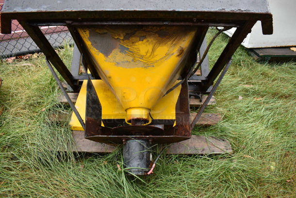 Meyer Yellow Metal Salt Spreader. BUYER MUST REMOVE. 41x32x49. (stadium) - Image 6 of 12