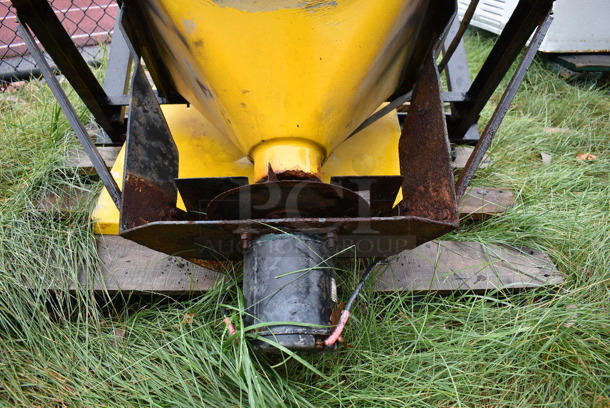Meyer Yellow Metal Salt Spreader. BUYER MUST REMOVE. 41x32x49. (stadium) - Image 10 of 12