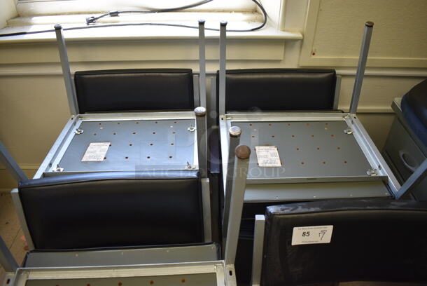 7 Black Chairs w/ Arm Rests on Metal Frame. BUYER MUST REMOVE. 22x22x32. 7 Times Your Bid! (Clearview Elementary - Room 7) - Image 4 of 4