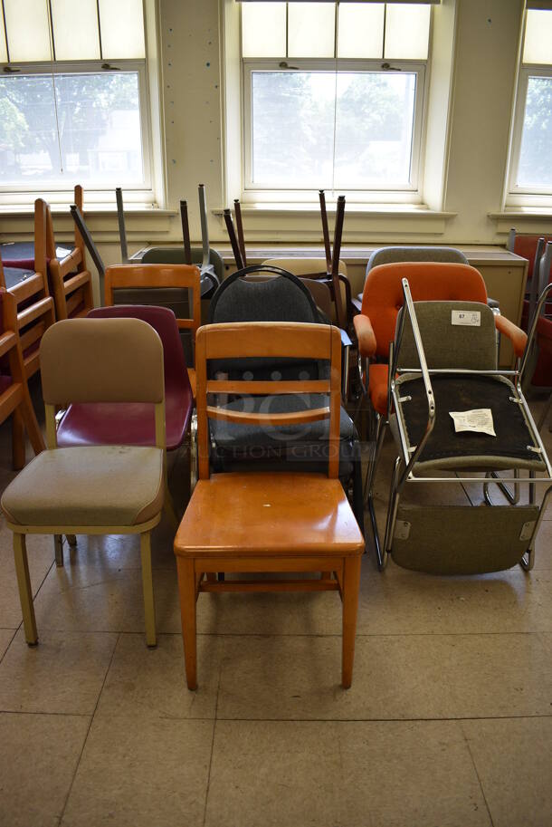 15 Various Chairs. BUYER MUST REMOVE. Includes 25x22x35. 15 Times Your Bid! (Clearview Elementary - Room 7) - Image 1 of 5