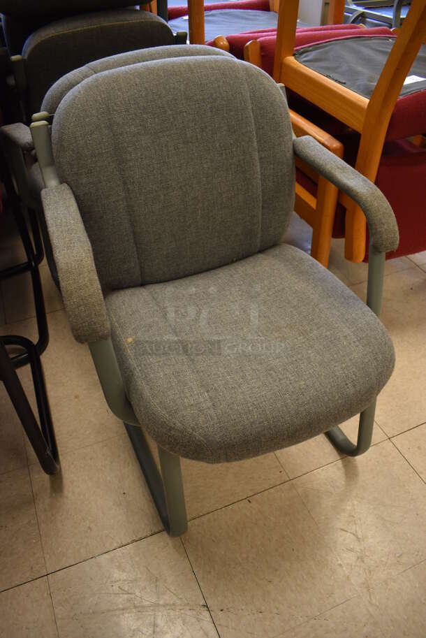 6 Gray Chairs w/ Arm Rests. BUYER MUST REMOVE. 24x24x34. 6 Times Your Bid! (Clearview Elementary - Room 7) - Image 3 of 5