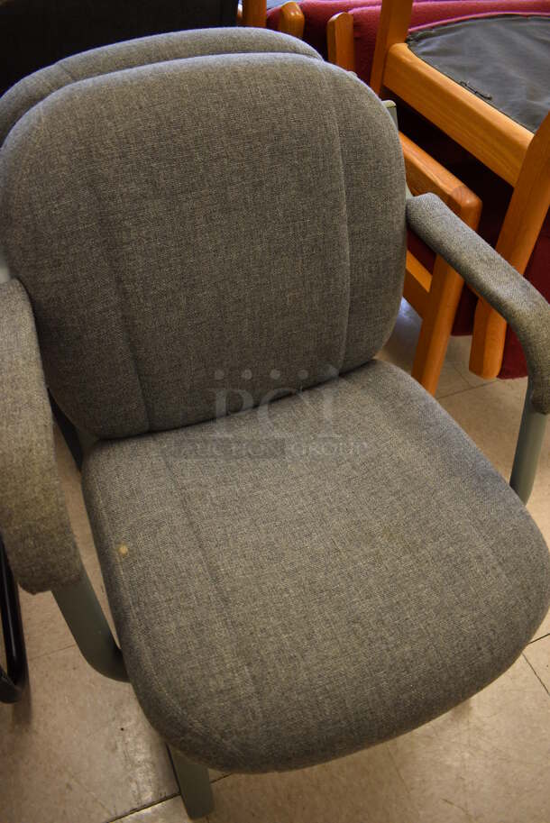 6 Gray Chairs w/ Arm Rests. BUYER MUST REMOVE. 24x24x34. 6 Times Your Bid! (Clearview Elementary - Room 7) - Image 4 of 5