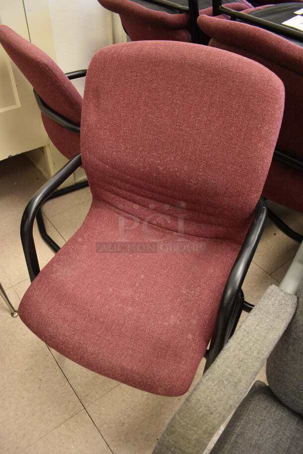 14 Maroon Chairs w/ Arm Rests on Black Metal Frame. BUYER MUST REMOVE. 22x22x36. 14 Times Your Bid! (Clearview Elementary - Room 7) - Image 2 of 3