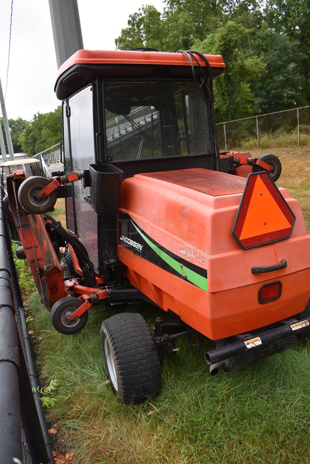 2005 Jacobsen Model HR 5111 4WD Metal Commercial Riding Lawn Mower. Good Working Order, Has a Hydraulic Hose Leak on Cutting System. BUYER MUST REMOVE. 60x147x88. (stadium) - Image 3 of 12