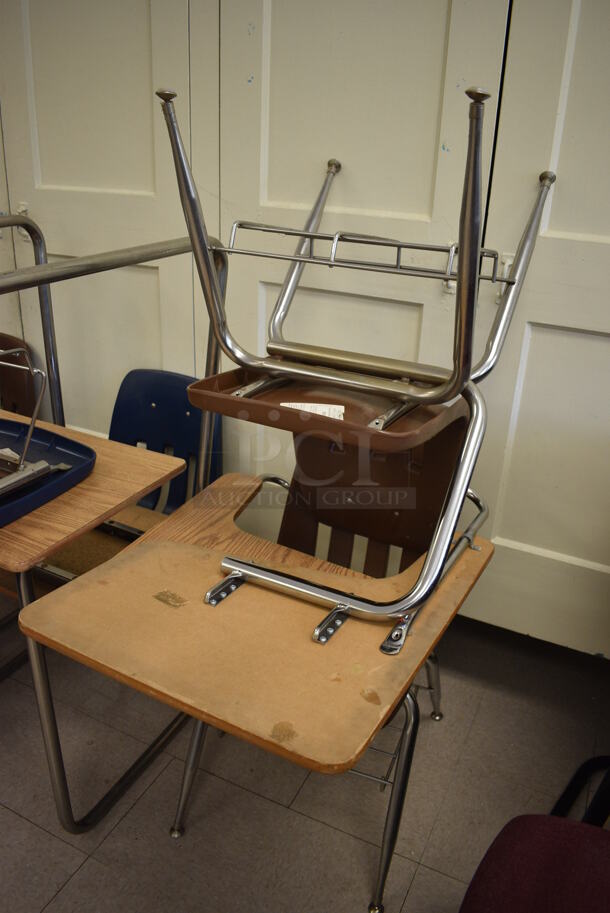 8 Various Desk w/ Attached Chair. BUYER MUST REMOVE. Includes 24x33x31. 8 Times Your Bid! (Clearview Elementary - Room 7) - Image 4 of 5