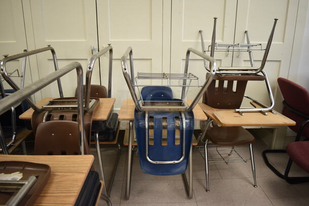 8 Various Desk w/ Attached Chair. BUYER MUST REMOVE. Includes 24x33x31. 8 Times Your Bid! (Clearview Elementary - Room 7) - Image 5 of 5